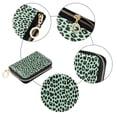 thumbnail image 3 of PU Leather Zipper Card Case Credit Card Holder Small Wallets Mint Green Leopard Print, 3 of 7
