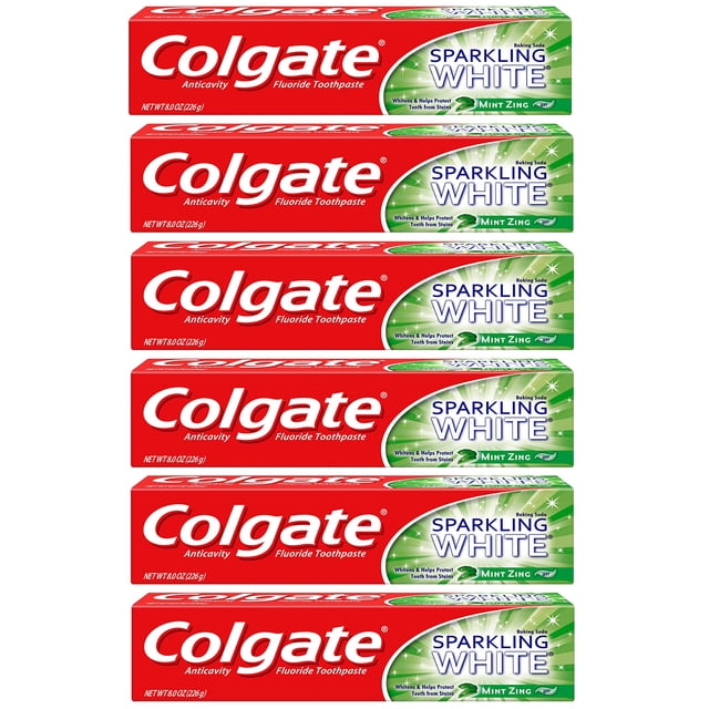 Pasta de dientes Colgate Sparkling White Whitening 240 ml (paquete de 6)