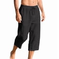 thumbnail image 2 of Kakii Men's Long Linen Shorts Below Knee Pocketed 3/4 Summer Drawstring Capri Pant, 2 of 6