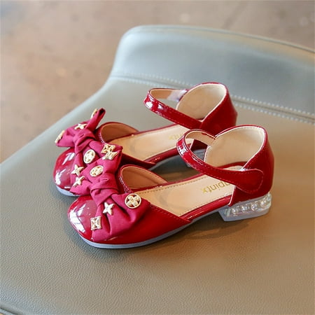

Hawee Girls Metal Decorations Bow Ankle Straps Fashion Shoes JW289 Size 6.5-13