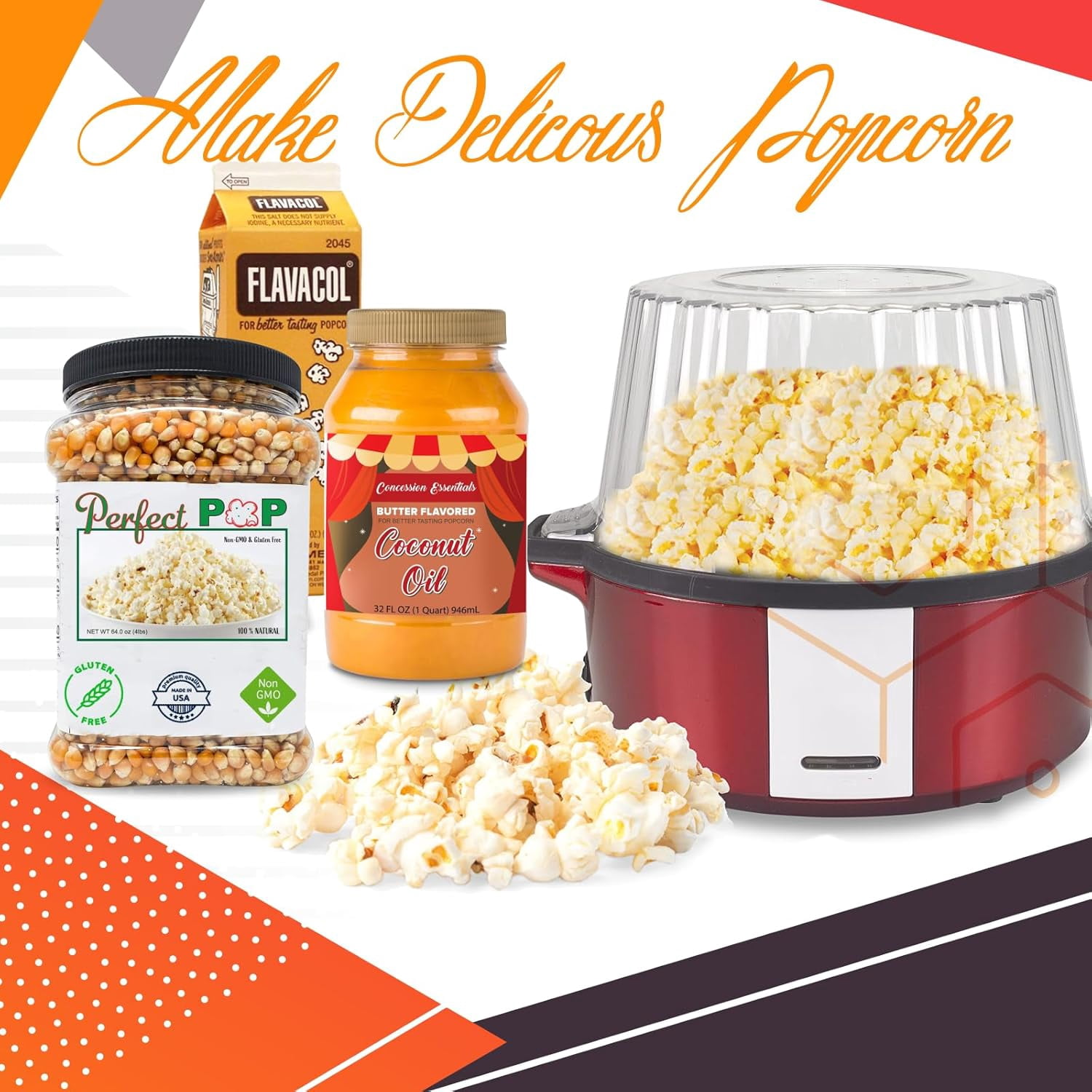 Perfectware- Popcorn Kit (Includes 35oz Season Salt, 4lbs Yellow Kernels, and 32oz Butter Flavored Coconut Oil