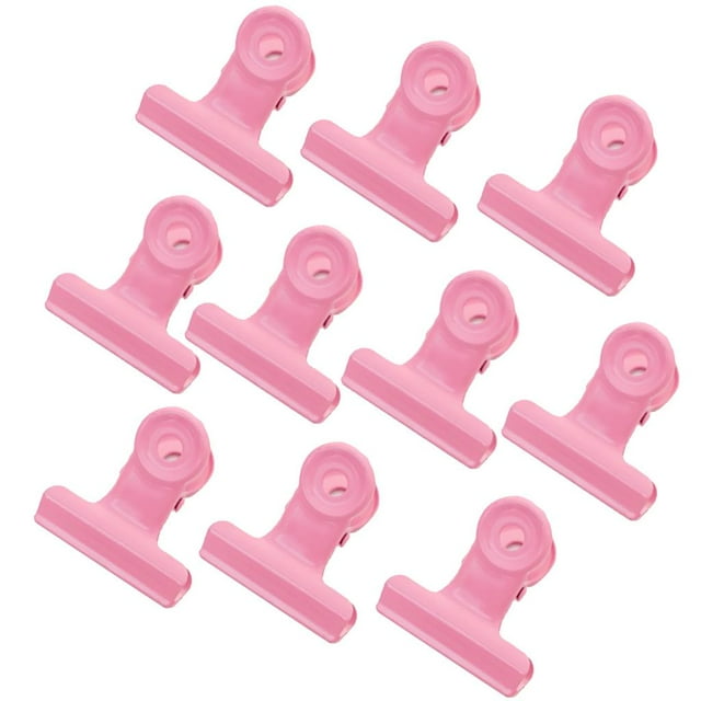 10Pcs Clips Charnières en Métal Pince à Trombone / Pinces à Liant de Fichier - Rose, 3x3cm