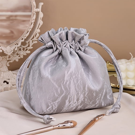 Qliuoazw Drawstring Makeup Bag Large Capacity Cosmetic Bag Portable Storage Pouch Travel Toiletry Bag