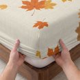 thumbnail image 3 of Twin Sze Fitted Sheet Set - Thanksgiving 2 Piece Bedding Sets 16" Deep Pocket Fitted Sheet with 1 Pillowcase, Retro Orange Fall Maple Leaves Autumn Brushed Microfiber Hotel Luxury Bed Sheets, 3 of 9