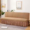 thumbnail image 2 of Sofa cover without armrests Light brown stretch sofa cover, 2 of 5