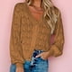 thumbnail image 2 of Suéter de ganchillo calado con cuello en V cárdigan básico para mujer traje diario de estilo informal, 2 of 6