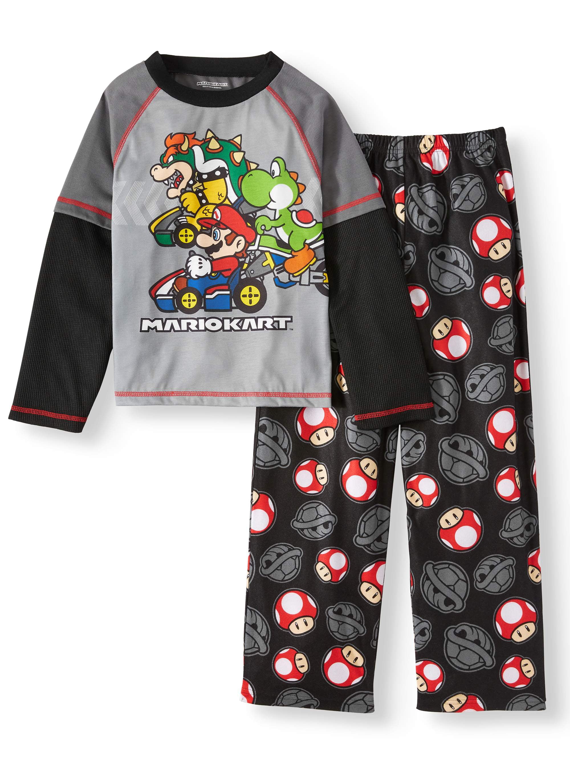 Super Mario Bros Boys Nintendo Super Mario 2 Piece Thermal Long Sleeve With Micro Fleece Long Micro Pant Pajama Set Little Boy Big Boy Walmart Com Walmart Com - super mario luigi pants roblox