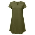 thumbnail image 4 of yievot Womens Dresses, Women Short Sleeve V-Neck Casual Hot Vacation Solid Color Mini Shift Dress Cotton Linen Tshirt Dress, Spring Summer Dresses for Women, 4 of 5