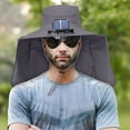 thumbnail image 4 of Under $1 PEONAVET Wide Brim Soalr Fan Hat for Men Women,Outdoor Sun Protection Sun Hat With Removable Neck Flap,UPF 50+ Fishing Hat for Fishing, Hiking, Camping（Dark Gray）, 4 of 5