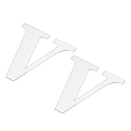 3D Acrylic Alphabet Mirror Wall Stickers Letter V Self-Adhesive Art Sticker Decal Silver 2Pcs