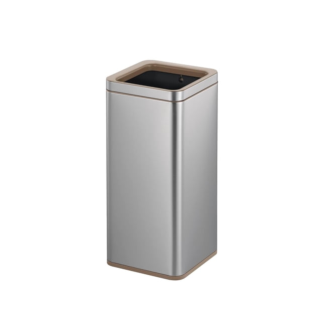 EKO Bote de basura Laguna 40L. Tapa abierta acabado Acero Inoxidable Mate. Cubo de basura para oficina, estilo anidado.