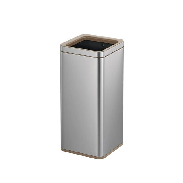 EKO Bote de basura Laguna 40L. Tapa abierta acabado Acero Inoxidable Mate. Cubo de basura para oficina, estilo anidado.