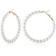 thumbnail image 1 of Pendientes de aro con perlas, pendientes de aro redondos, pendientes de aro dorados, pendientes de aro elegantes con cuentas de concha, joyería de moda para las orejas, regalos para mujer, 1 of 7