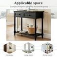 thumbnail image 7 of 35" Console Table with 2 Drawers, Farmhouse Solid Wood Sofa Table Behind Couch, Entryway Hallway Foyer Tables with Open Shelf for Living Room, Black, 7 of 7