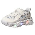 thumbnail image 6 of Toddler Girls Tennis Shoes Splice Leather Bowknot Print Light up Sneakers Trendy Thick Sole Lightweight Walking Shoes White 11.5 Little Kid, 6 of 6