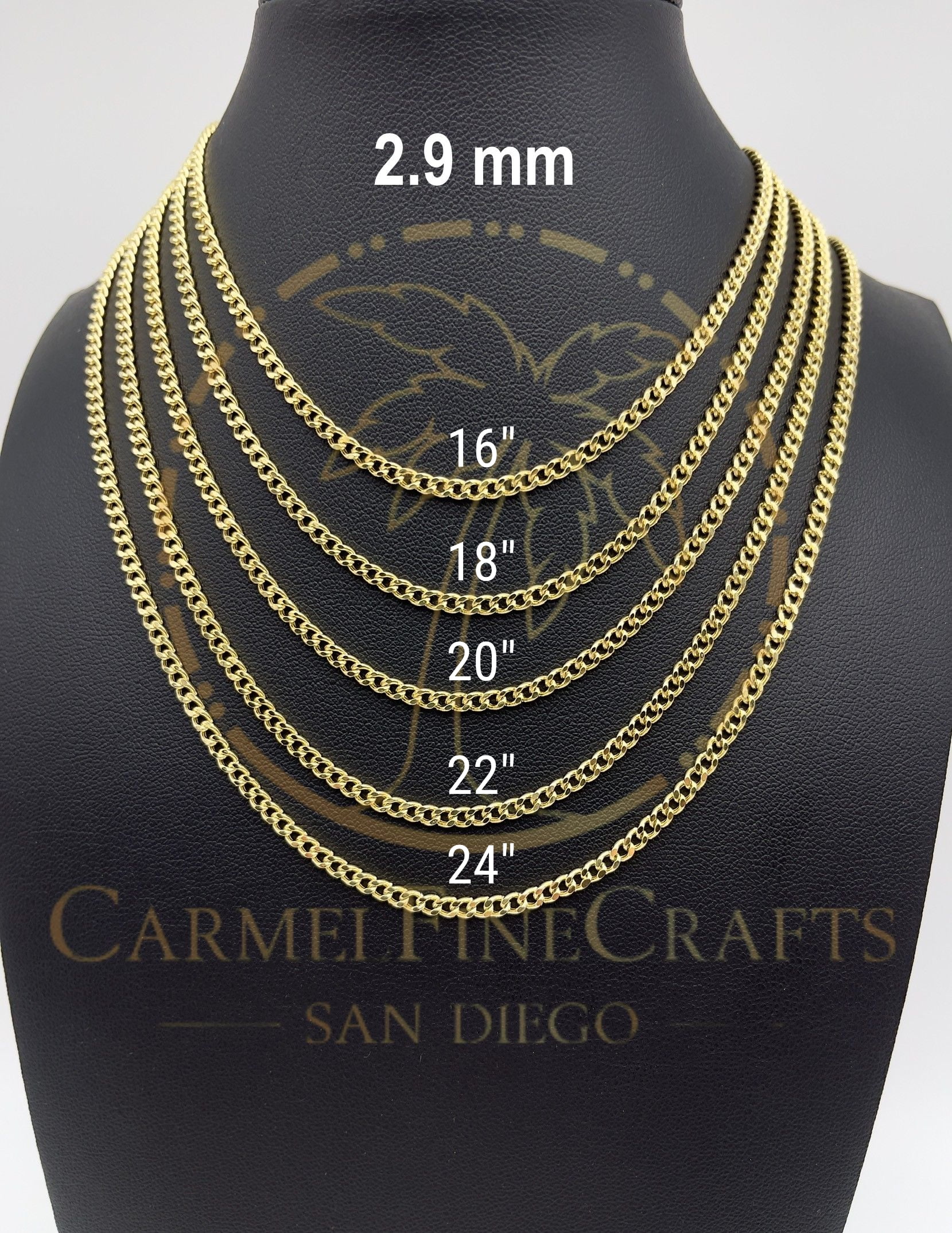 1.9-4.75mm Cuban Curb Link Chain Necklace 16