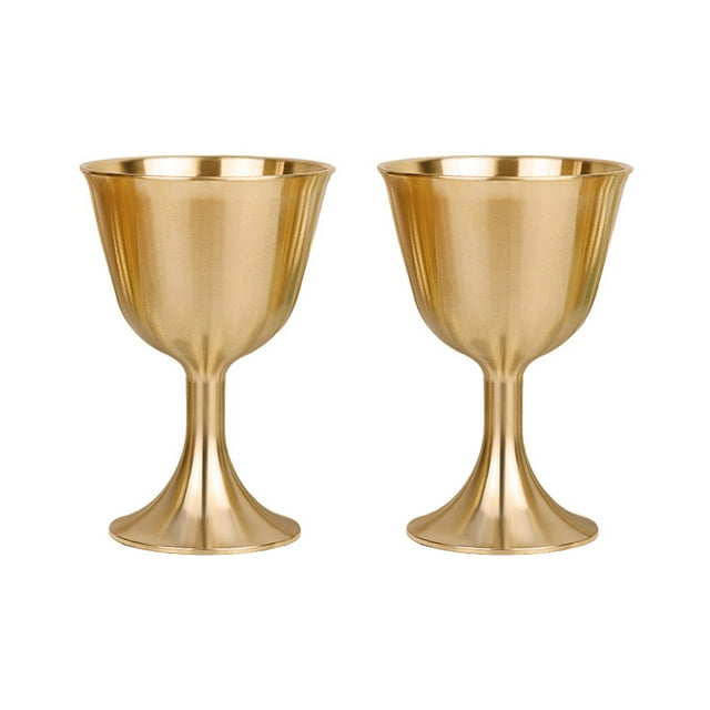 Copa de cáliz de latón, copa de vino, vasos para beber de latón, vasos para bebidas, 2 uds.