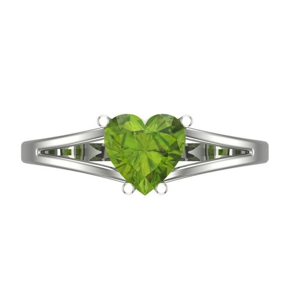 Solitaire Engagement Ring for Women - 1ct Natural Peridot in 14K White Gold Promise Ring
