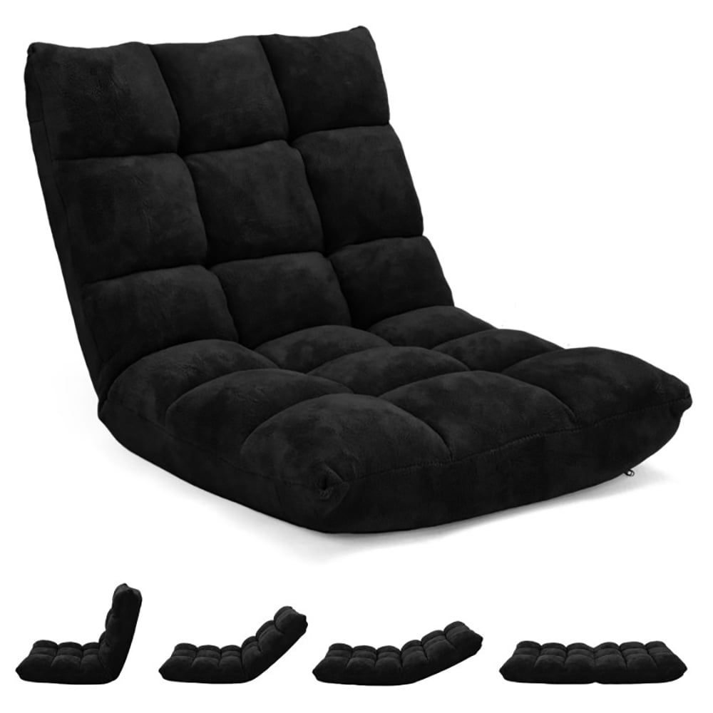 Finihen Adjustable 14-position Cushioned Floor Chair, Folding Lazy Sofa Chair for Living Room, Bedroom, for Gaming, Reading, Black Finihen Adjustable 14-position Cushioned Floor Chair, Folding Lazy Sofa Chair for Living Room, Bedroom, for Gaming, Reading, Black