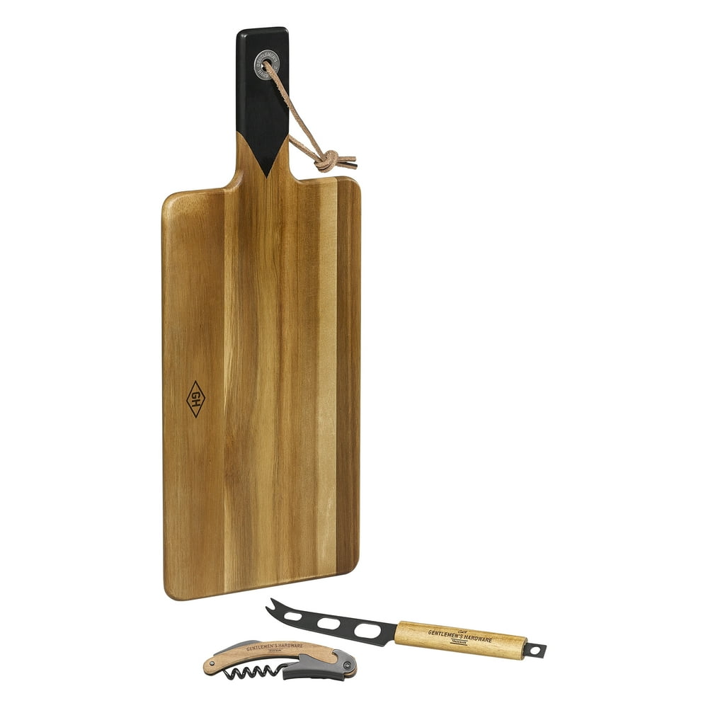 Gentlemen's Hardware Cheese Board Set With Knife And Wine Corkscrew