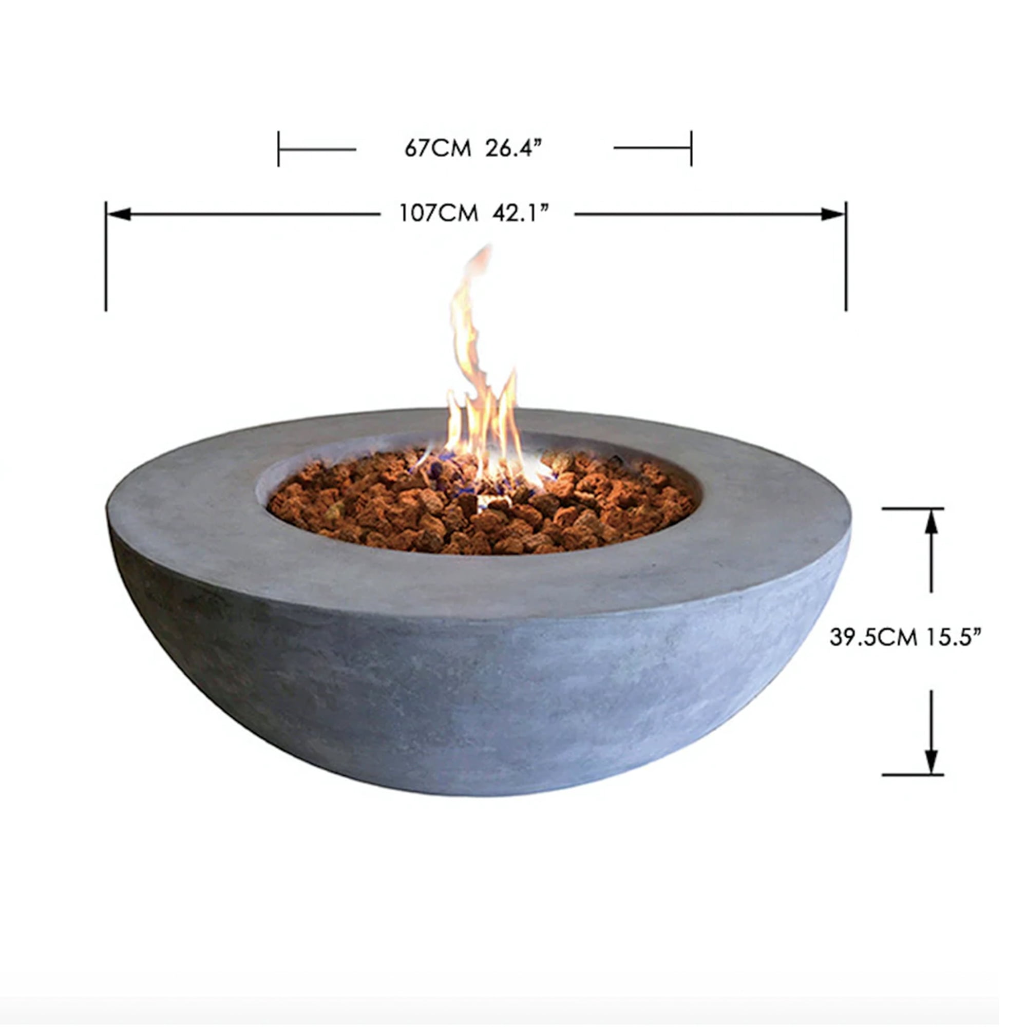 Elementi Liquified Petroleum Lunar Bowl Fire Pit w/ Auto Ignition