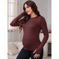 thumbnail image 5 of DARING DIVA Women's Maternity Stretchy Fitted Crew Neck Long Sleeve Tops 2XL Dark Red, 5 of 8