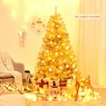 thumbnail image 2 of Patiojoy 6 FT Artificial Tinsel Christmas Tree Hinged Decoration Tree Champagne Gold, 2 of 10