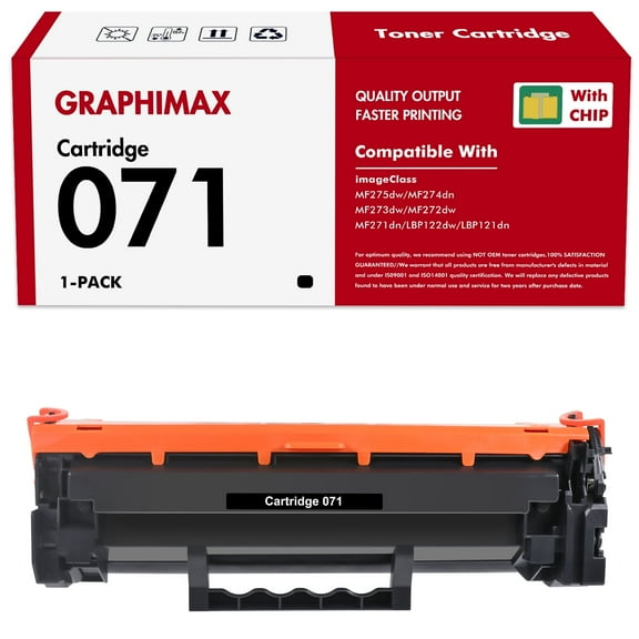 071 CRG-071 Toner Cartridge with Chip Compatible for Canon 071 071H CRG 071 imageClass LBP122dw MF272dw MF273dw MF275dw MF274dn MF271dn LBP121dn Printer Black 1-PACK