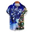 thumbnail image 2 of Mens Manga Corta Botón Abajo Camisas, Cuello de Vuelta Navidad Impresa Blusa, Top de Moda Casual, 2 of 4
