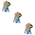 thumbnail image 3 of Sonducket Chaleco con escote en V profundo, camisola con tirantes finos, Top corto sin espalda para niñas, ropa de moda para vacaciones en la Verde XL 3Conjunto, 3 of 6