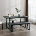 thumbnail image 4 of 60" Black Dining Bench, Wooden Table Bench with Metal Legs, Modern Kitchen Bench for Enrtyway/Indoor/Dining Room, 4 of 7