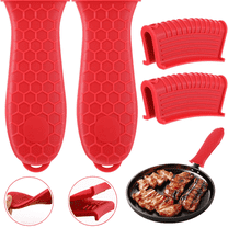 4pcs Cast Iron Handle Cover, Silicone Heat Resistant Pot Handle Holder, Non-Slip Pot Handle Covers for Cast Iron Skillets, Metal Pans, Griddles