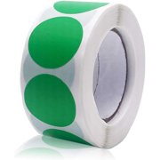 Circle Round Dot Color Coding Stickers Labels. 1 inch, 500pcs Per Roll (Green)