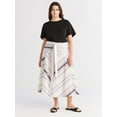 thumbnail image 2 of Free Assembly Women's and Women's Plus Size Belted Button Front Cotton Midi Skirt, XS-4X, 2 of 5
