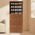 thumbnail image 4 of Tall Bamboo Shoe Storage Cabinet with Doors 10 Tier Free Standing Shoe Rack Cabinet Shoe Display Shelf Side Storage Organizer for Sneakers Boots Heels Sandals, 4 of 9