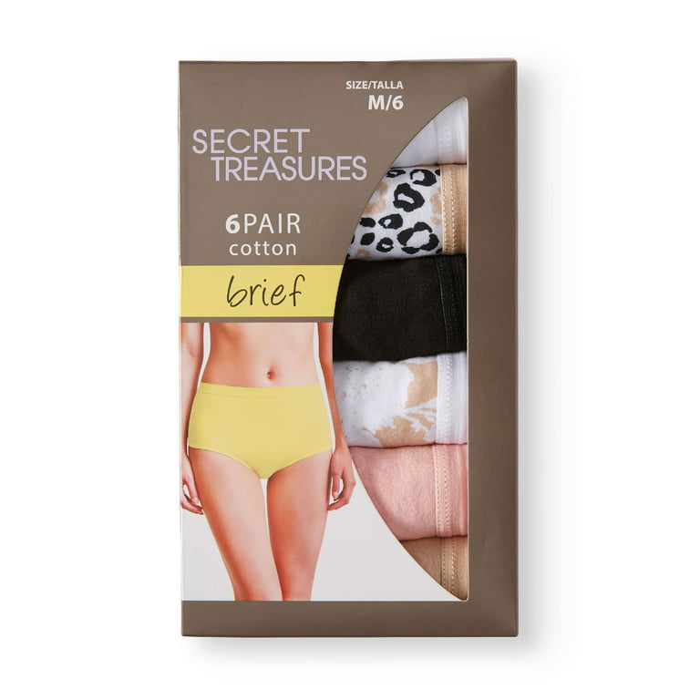 Secret Treasures Women's Cotton Brief Panties, 6-Pack 