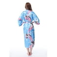 thumbnail image 3 of Mr & Mrs Right Women's Kimono Robe Long Robes with Peacock and Blossoms Printed Kimono Nightgown,Lake Blue,Plus, 3 of 3