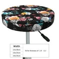 thumbnail image 4 of Xecao's Hibiscus Rose Print Stool Covers offer stylish, washable protection for PU round bar stools, perfect for home or commercial use., 4 of 7