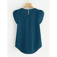 thumbnail image 2 of Blusa informal con cuello redondo y parte superior plisada básica para mujer Sailing  Electrónica, 2 of 5