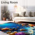 thumbnail image 2 of Flatwoven High Traffic Area Rug, Mesmerizing Undersea Abyss Dimensional Coral Reef Escape, Non Slip, Stain Resistant, Washable Area Rugs for Living Room, Bedroom(Blue, 8X10), 2 of 8