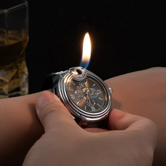 KQJQS Cigarette Lighters Cool Innovative Cigar Lighter Watch for Men Novelty Refillable Butane