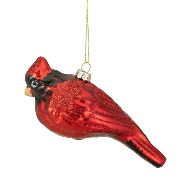Northlight Glittered Cardinal Hanging Glass Christmas Ornament - 5.5" - Light Red