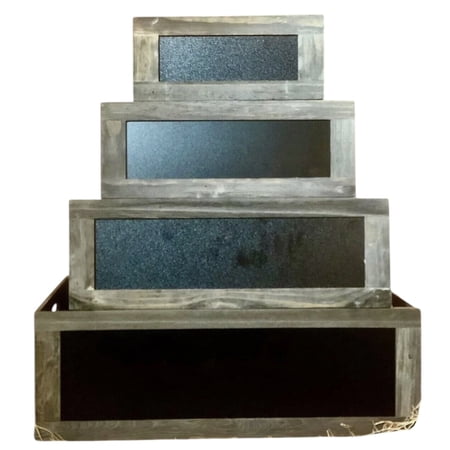 Set of 4 wooden rustic LARGE Gift Crates with Handles & Chalkboard FREE SHIPPING