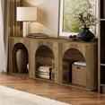 thumbnail image 3 of Tribesigns 63" Farmhouse Console Table, Wooden Entryway Table with 2-Tier Storage Shelf, Cabinets for Living Room, Bedroom, Brown, 3 of 9