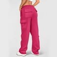 thumbnail image 5 of Utoimkio Wide Leg Cargo Sweatpants for Women Elastic Waisted Loose Jogger Pants for Women with Pockets, 5 of 5
