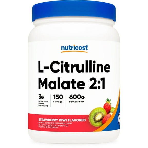 Nutricost L-Citrulline Malate 2:1 Powder 600 Grams (Strawberry Kiwi)- Pre-Workout Supplement