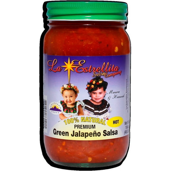 Pack of 12, La Estrellita Green Jalapeño Salsa Hot, 16 oz
