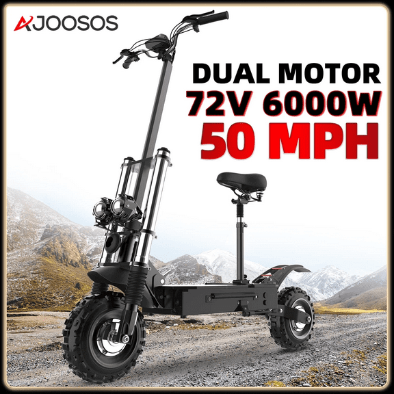 AJOOSOS X60 Electric Scooters for Adults, 50 mph Max Speed Power by 6000W Dual Motor, 50 Miles Long Range, Foldable Electric Scooter with Seat