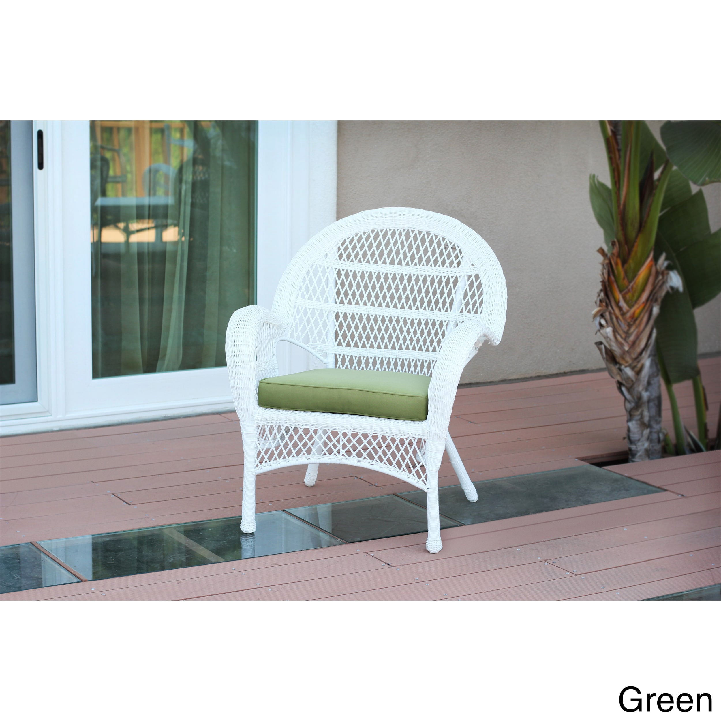 Jeco Santa Maria White Wicker Chairs with Cushions (Set of 4) - Walmart ...