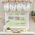 thumbnail image 2 of 2 Pack Valances for Window, Spring Floral Short Curtains for Kitchen Bedroom Living Room, Watercolor Roses Eucalyptus Leaves Botanical Rod Pocket Small Window Treatment Valance Drapes 42 x 12 Inch, 2 of 8